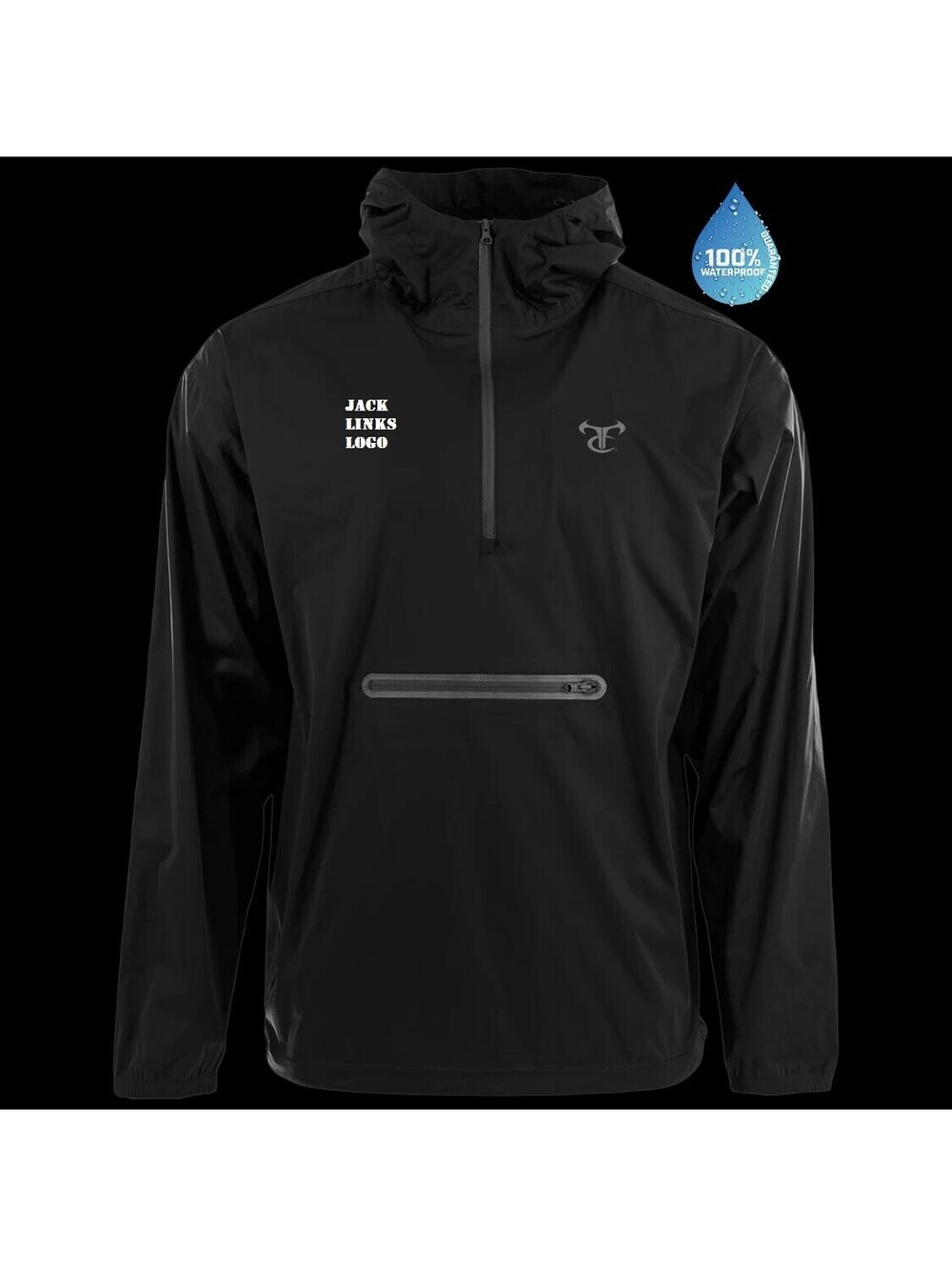 New True Timber HyTrek Waterproof Packable Rain Jacket Pullover Mens Large Black